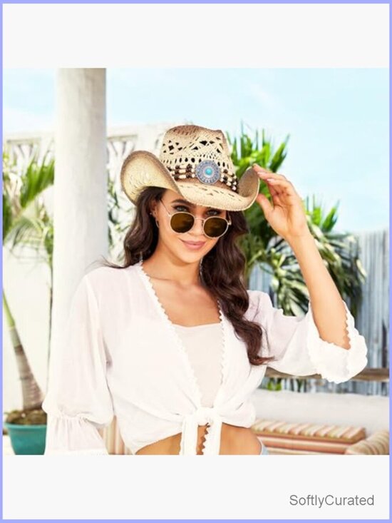 Straw Cowboy Hat - Western Sun Hat with Shapeable Brim